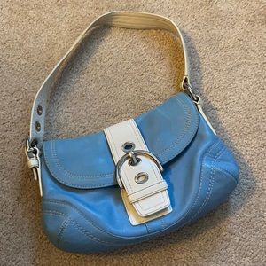 Light Blue and White Coach Purse